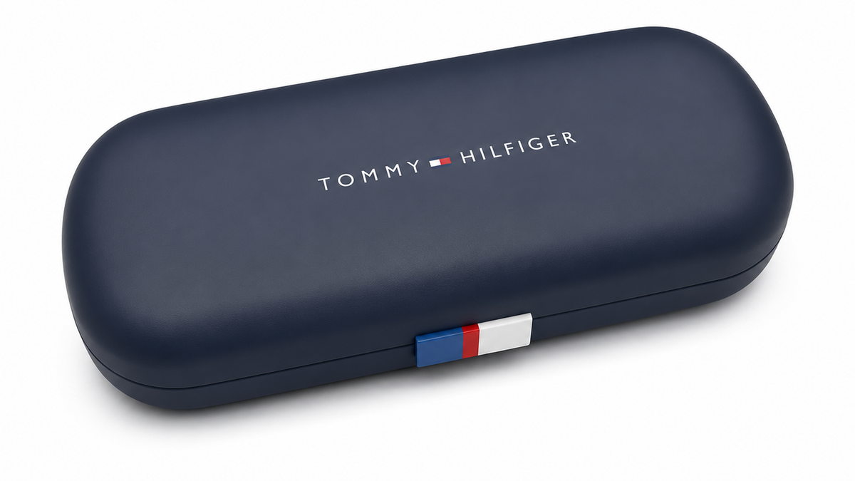 Estuche rígido Tommy Hilfiger azul marino con el logo de la marca