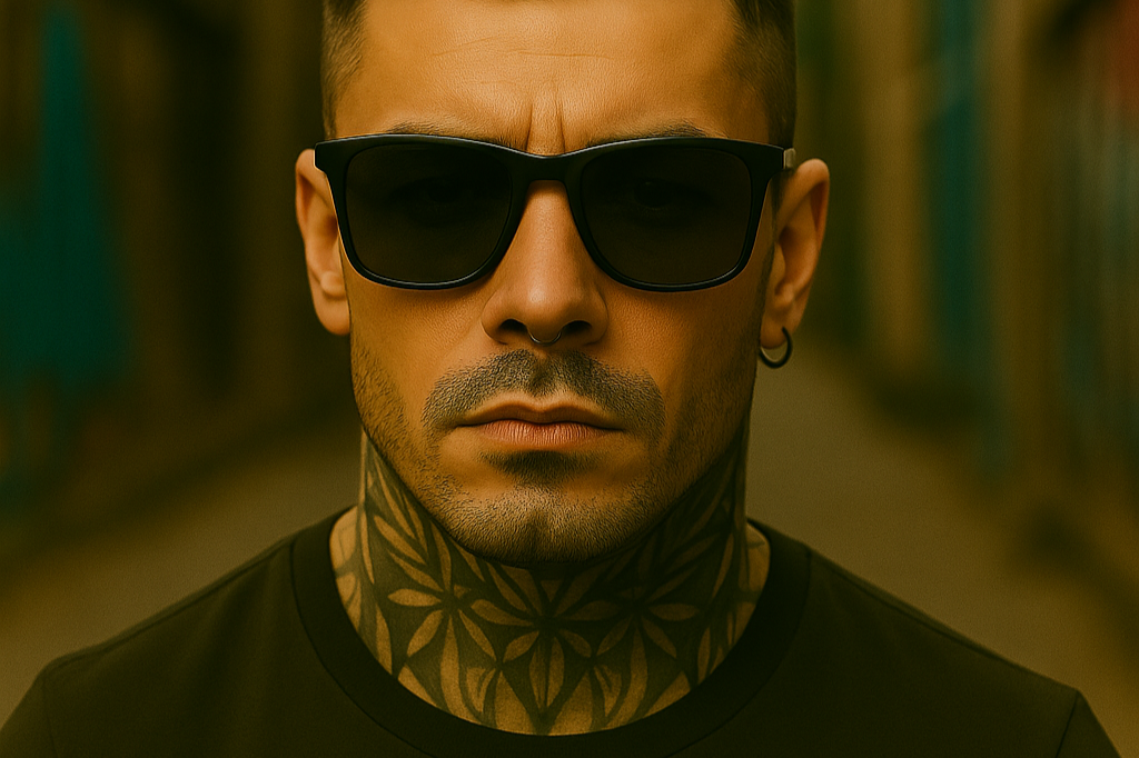 Hombre con lentes de sol negros, retrato