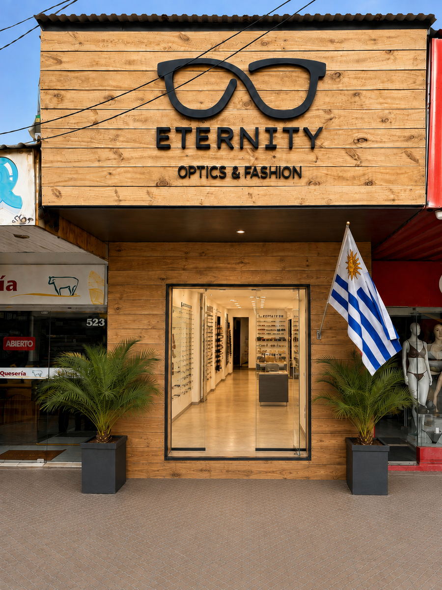 Fachada de la franquicia Eternity Óptica en Chuy, Avenida Brasil 525